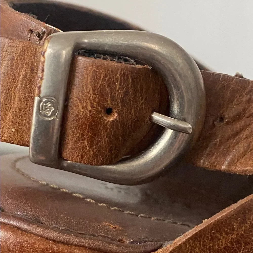 Born Chestnut Leather Wedge Sandals 36.5 (US 6) Boho Chic Coastal Urban Comfy